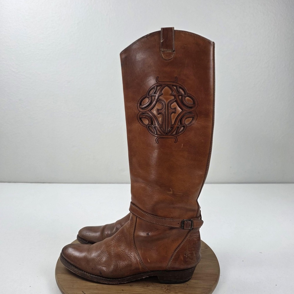 Frye Boots Womens Size 8 B Brown Leather Knee High Riding Buckle 4001 Mexico